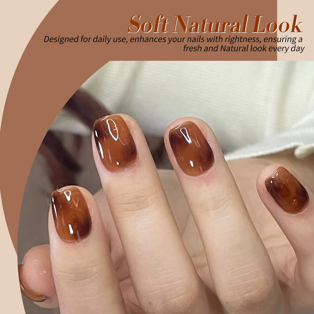 Born Pretty Jelly Gel Nail Polish 6-Piece Amber Crystal, Brown, Orange, Burgundy, Red, Black – Fall/Winter Kit