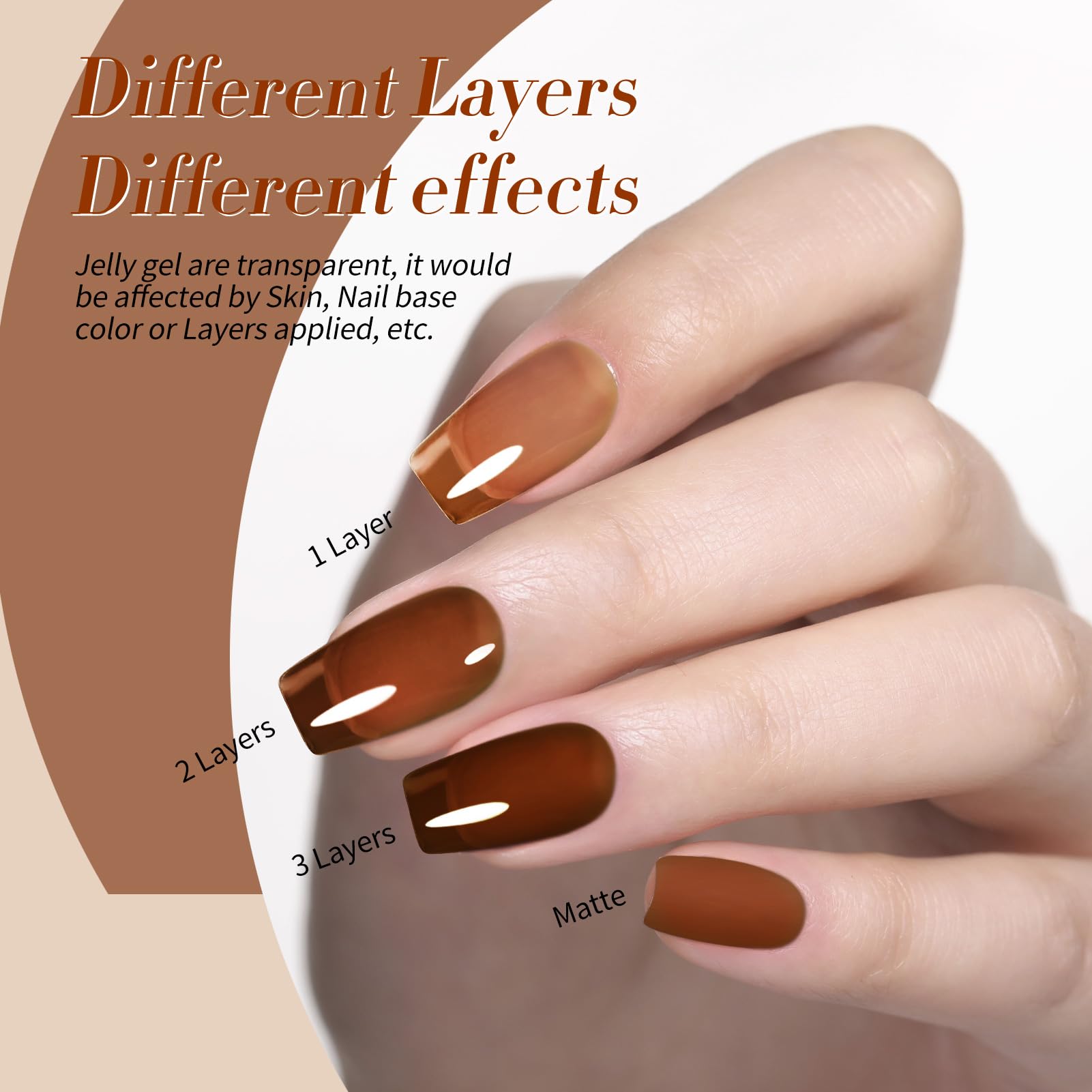 Born Pretty Jelly Gel Nail Polish 6-Piece Amber Crystal, Brown, Orange, Burgundy, Red, Black – Fall/Winter Kit