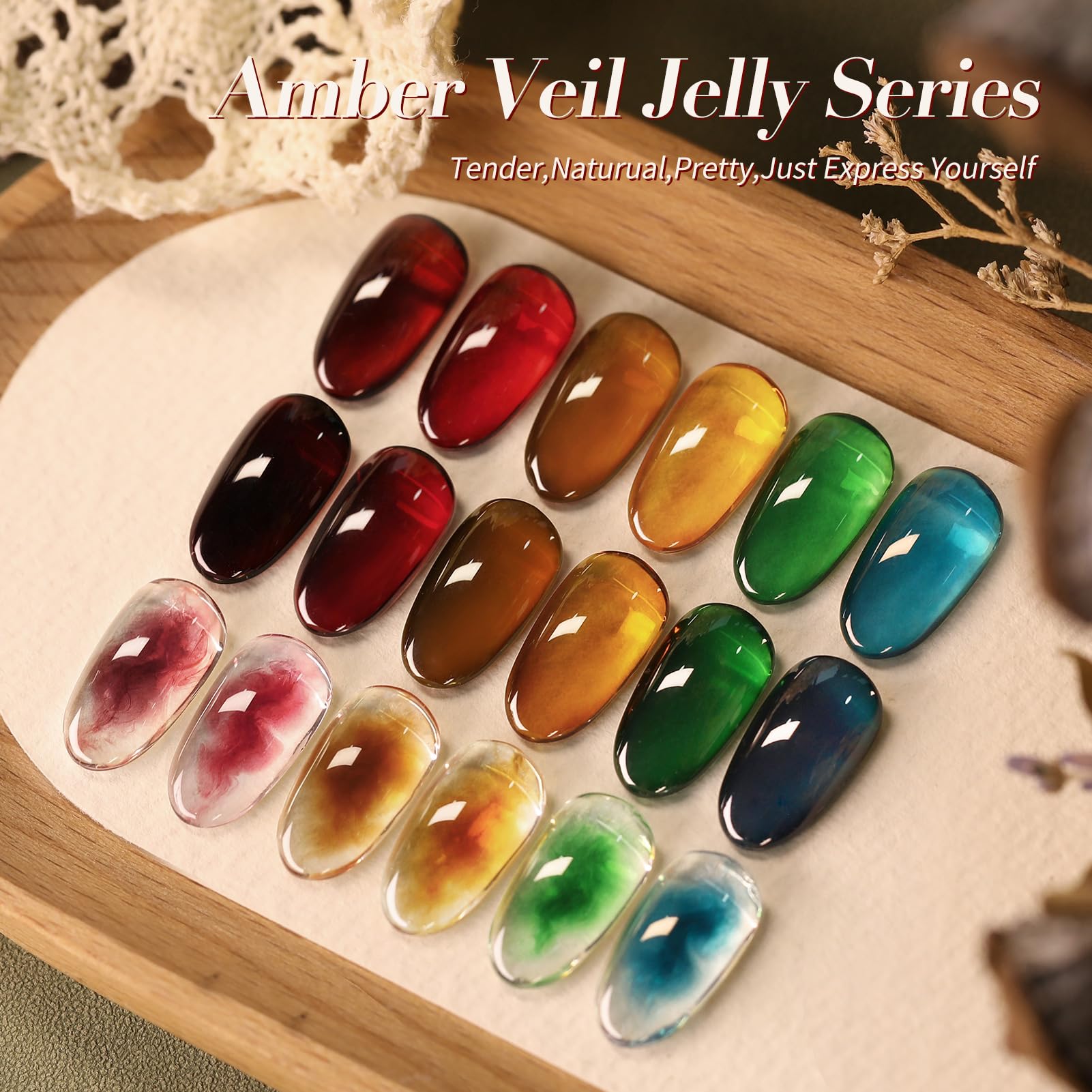 Born Pretty Jelly Gel Nail Polish Set – 6 Colors, Soak-Off, UV/LED Cure