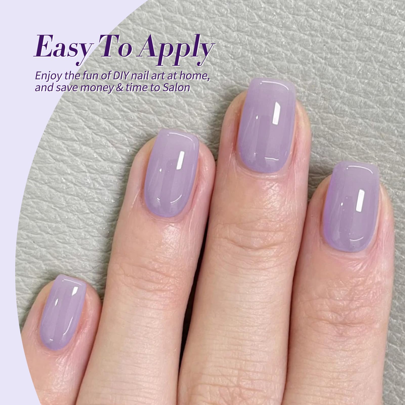Born Pretty Jelly Purple Gel Nail Polish – 6 Purple Violets Kit for Soak-Off Gel Manicure