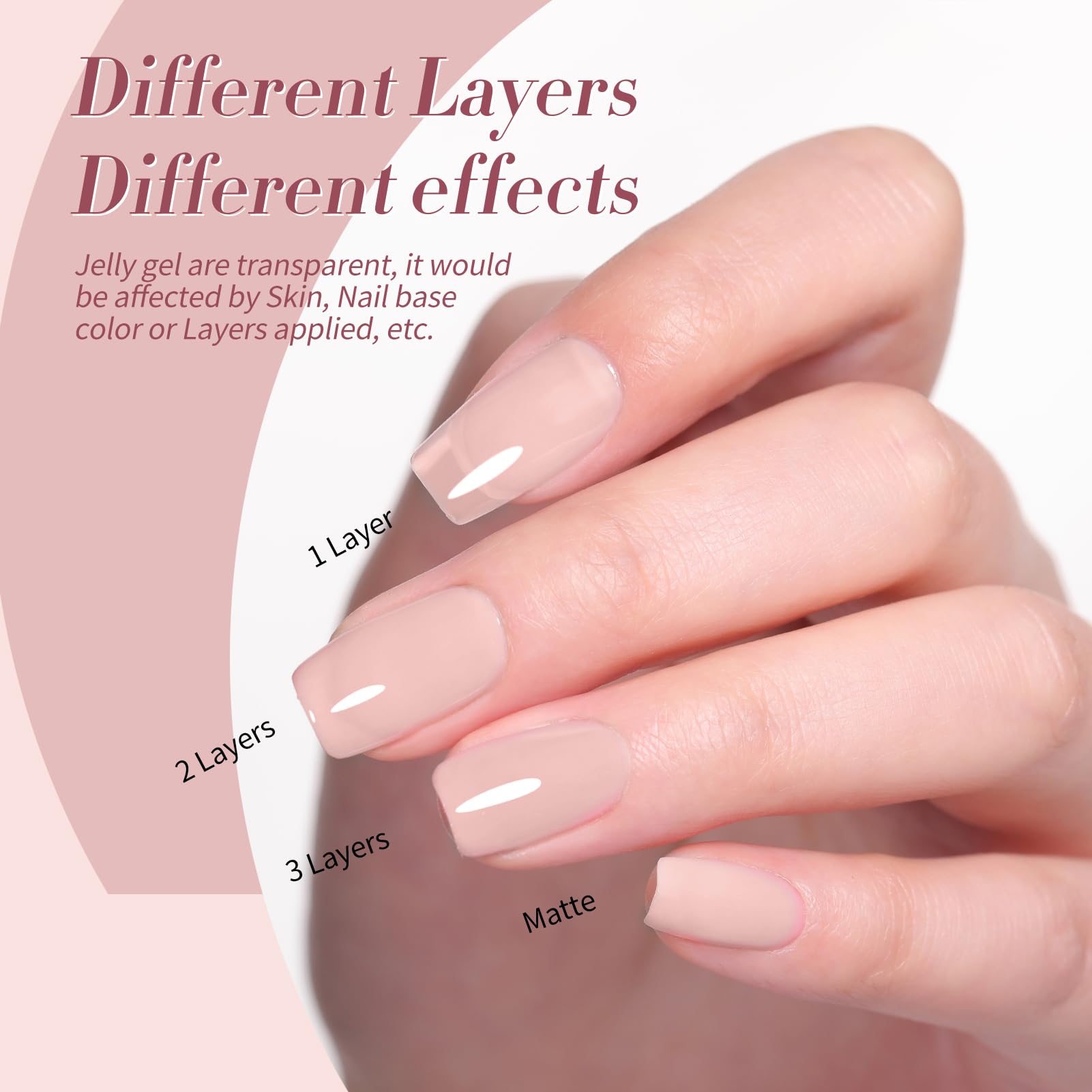 Born Pretty Milky White Jelly Pink Gel Nail Polish Kit – 6 Colors, Soak Off, UV Light Cure