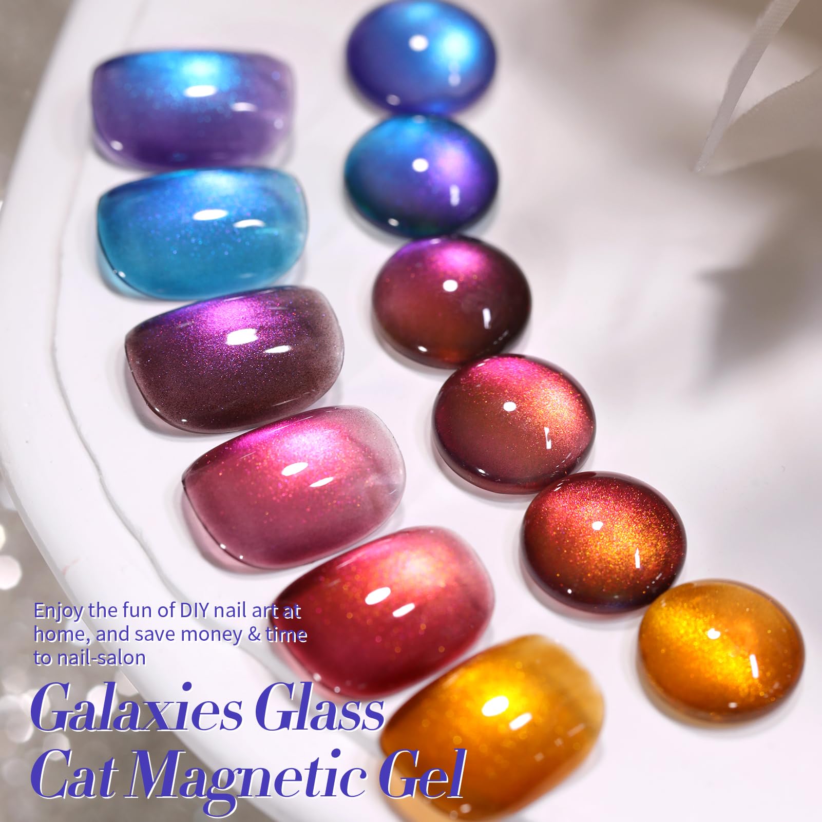 Born Pretty Cat Magnetic Eye Gel Nail Polish – Glitter Auroras Magnetic Cat-Eye Set (6-Piece)