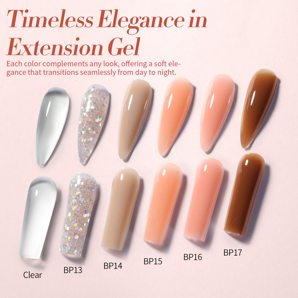 Born Pretty Extension Nail Gel Kit – 6 Colors, All-In-1 Set with UV Lamp, Base & Top Coat