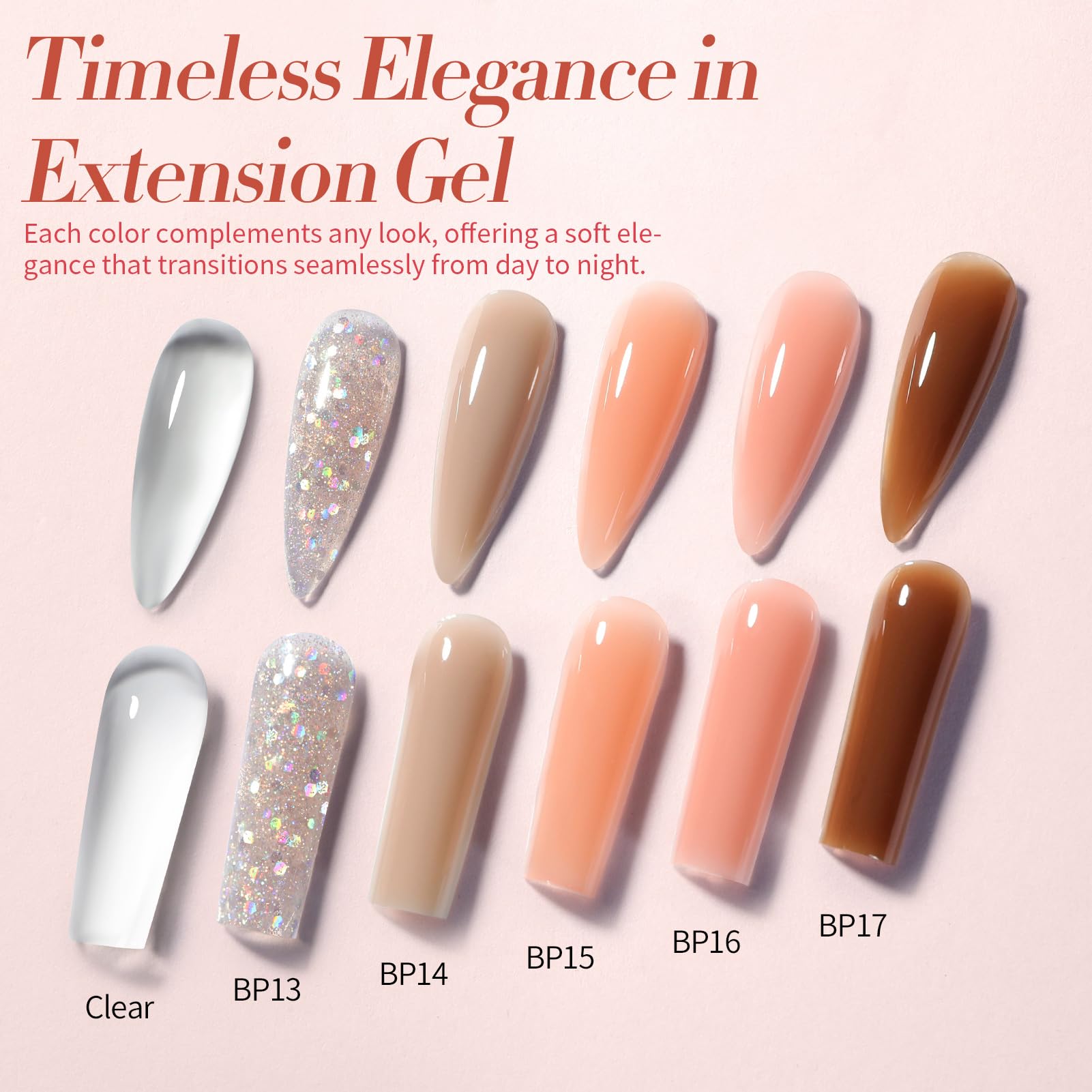 Born Pretty Extension Nail Gel Kit – 6 Colors, All-In-1 Set with UV Lamp, Base & Top Coat