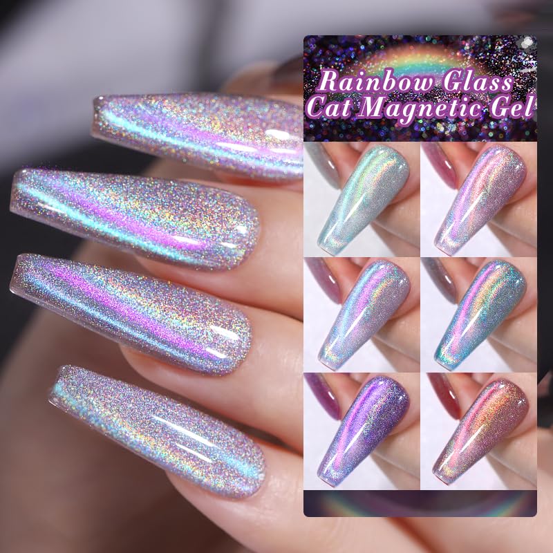 Born Pretty Magnetic Gel Nail Polish Gift Set - 6 Cat Magnetic Holographic Colors