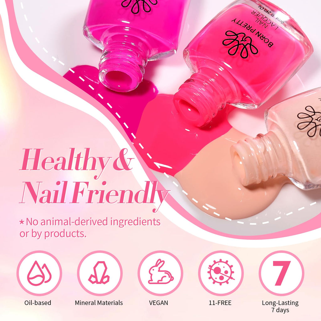 Born Pretty Pink Nail Polish Set – 15 Quick Dry Colors for DIY Nails