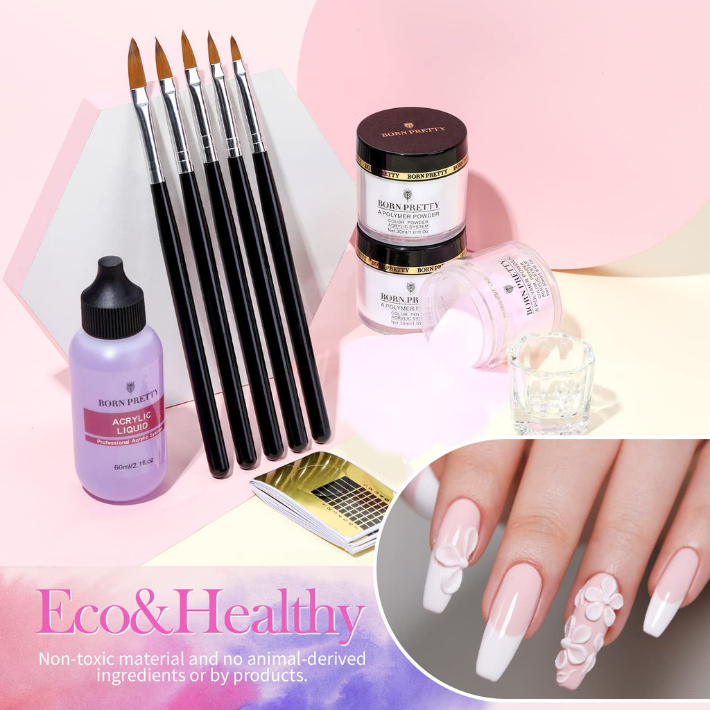 Born Pretty Acrylic Nail Kit – 96Pcs Powder & Liquid Set with 24 Glitter Colors