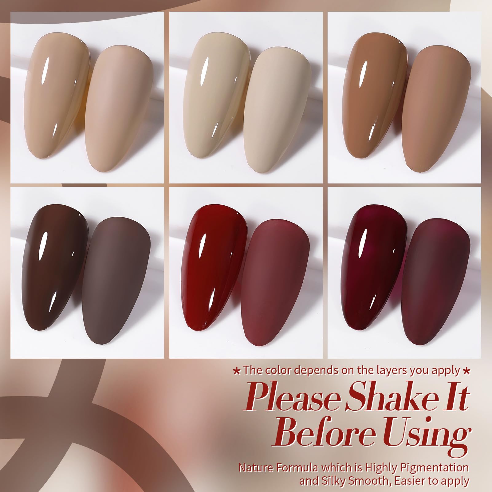 Born Pretty Nude Gel Nail Polish Kit — 6 Colors for Autumn & Winter