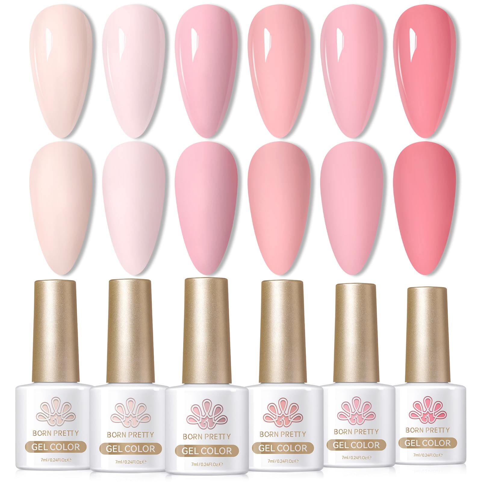Born Pretty Nude Pink Gel Nail Polish – 6-Piece Neutral Pink Gel Set