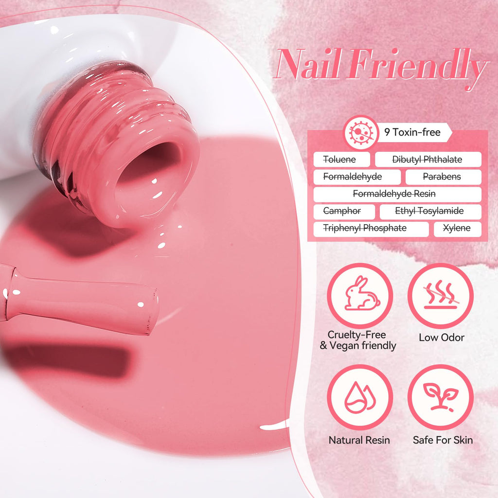 Born Pretty Nude Pink Gel Nail Polish – 6-Piece Neutral Pink Gel Set
