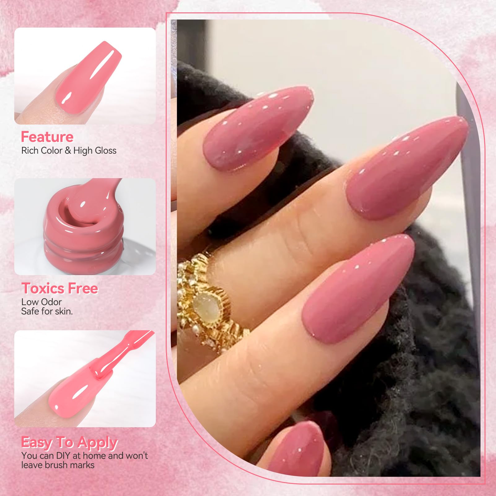Born Pretty Nude Pink Gel Nail Polish – 6-Piece Neutral Pink Gel Set
