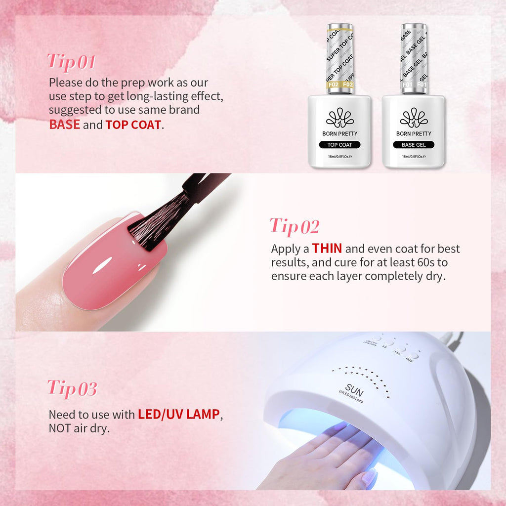 Born Pretty Nude Pink Gel Nail Polish – 6-Piece Neutral Pink Gel Set
