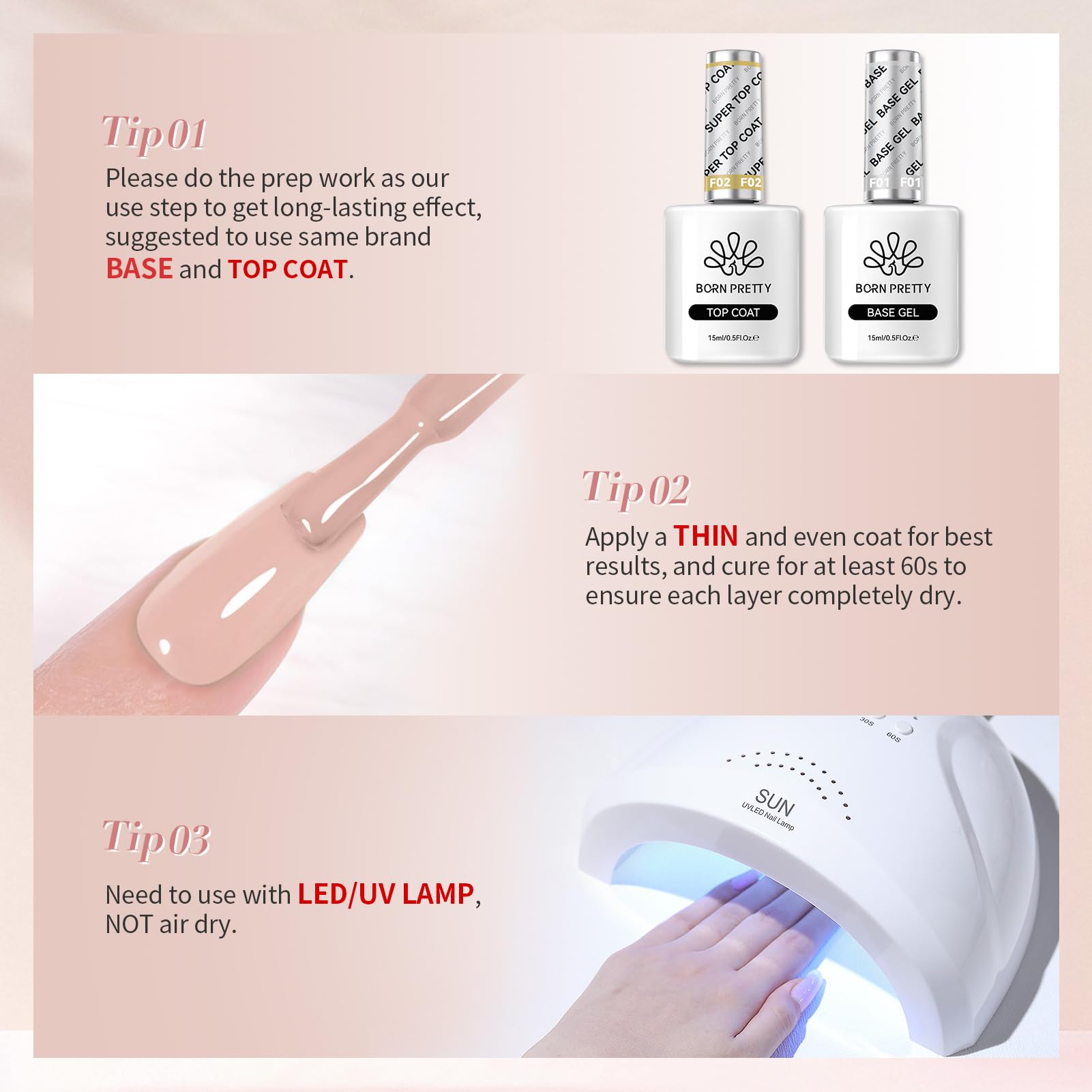 Born Pretty Pink Nude Gel Nail Polish – 6 Colors Soak-Off Gel, Long-Lasting Shine, Healthy Formula