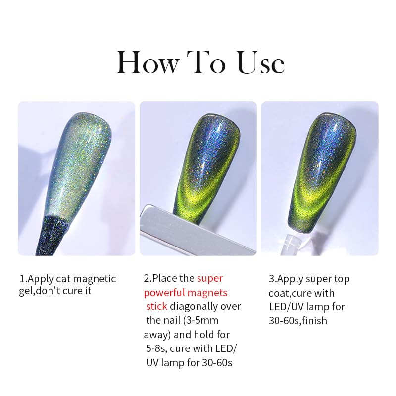 Born Pretty Cat Magnetic Gel Nail Polish Set 9D Chameleon Glitter – 6pcs