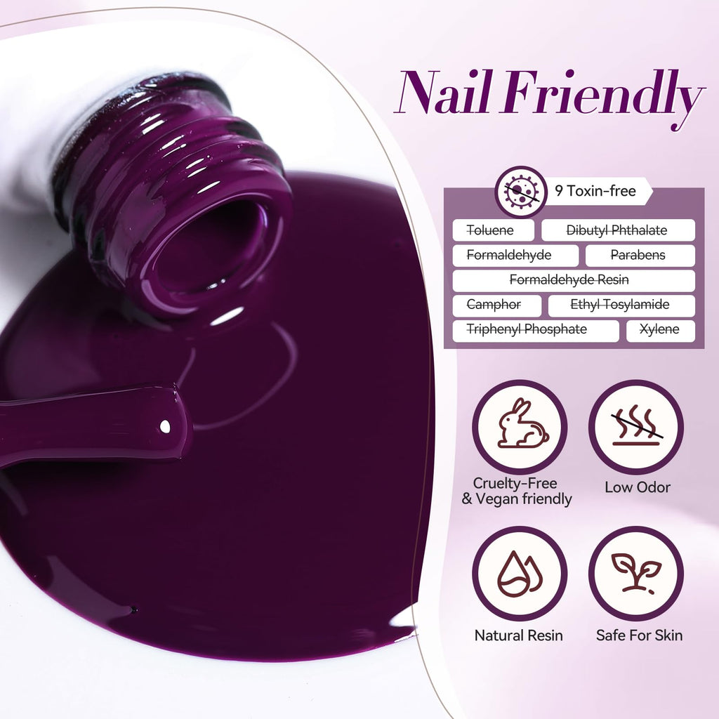 BORN PRETTY Purple Gel Nail Polish Set – 6 Colors (Lavender to Deep Plum) | Soak-Off Gel Kit