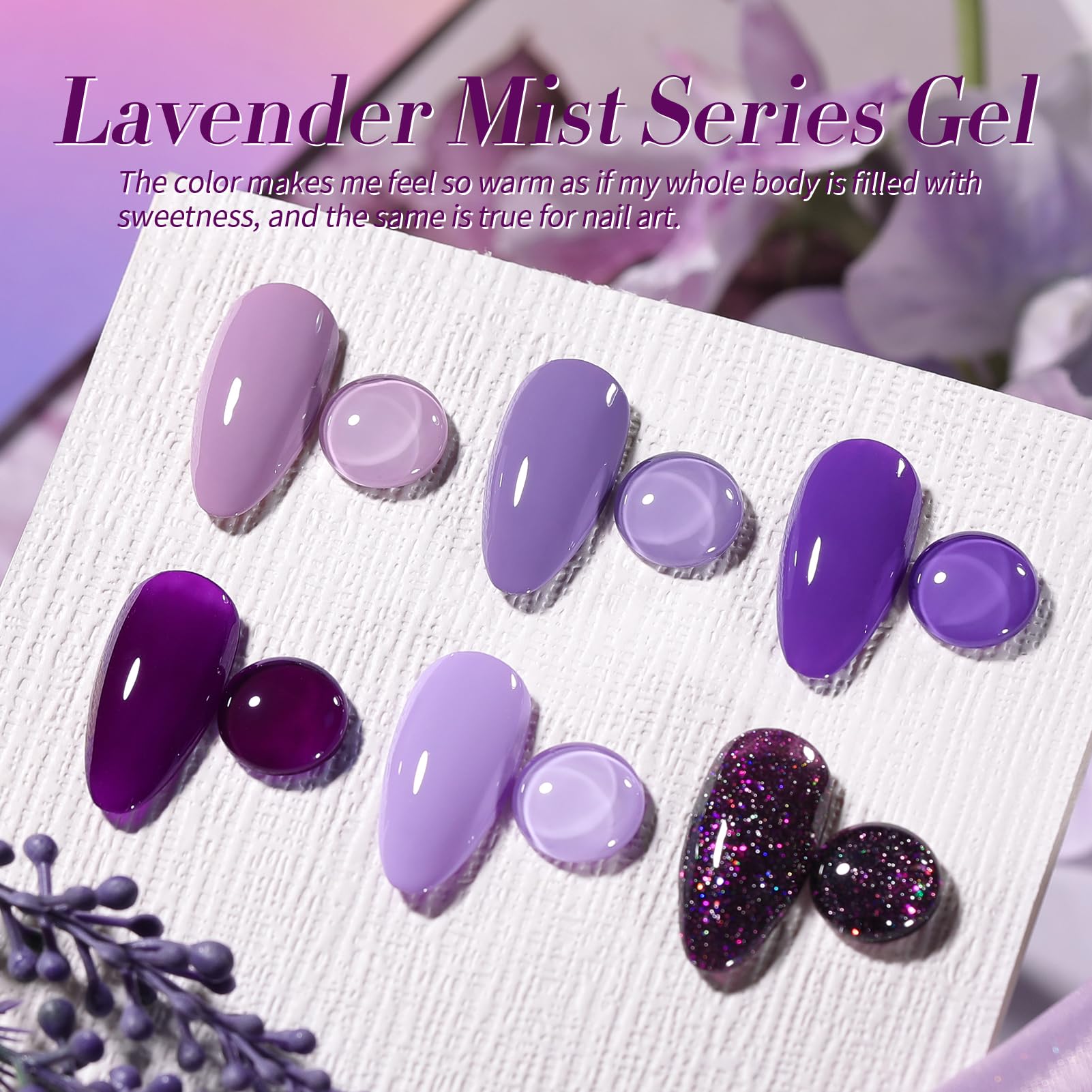 BORN PRETTY Purple Gel Nail Polish Set – 6 Colors (Lavender to Deep Plum) | Soak-Off Gel Kit