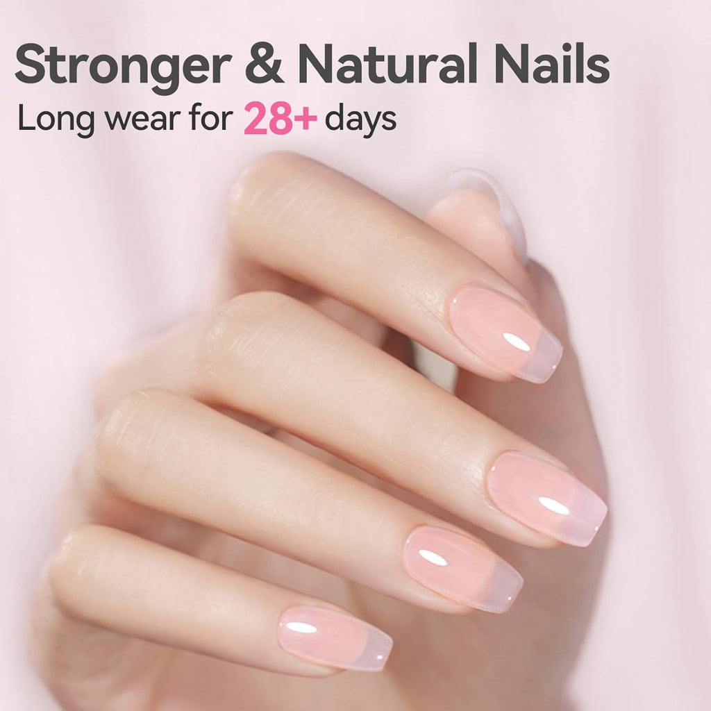 Born Pretty Builder Gel 8-in-1 for Nails – 15ml Clear & Pink Set | Base Gel, Extension Gel, Rhinestone Glue