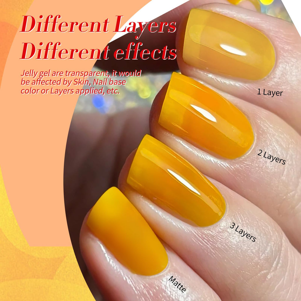 Born Pretty Neon Jelly Gel Nail Polish Kit — 6 Neon Colors for Salon or Home Manicures | UV/LED Cure