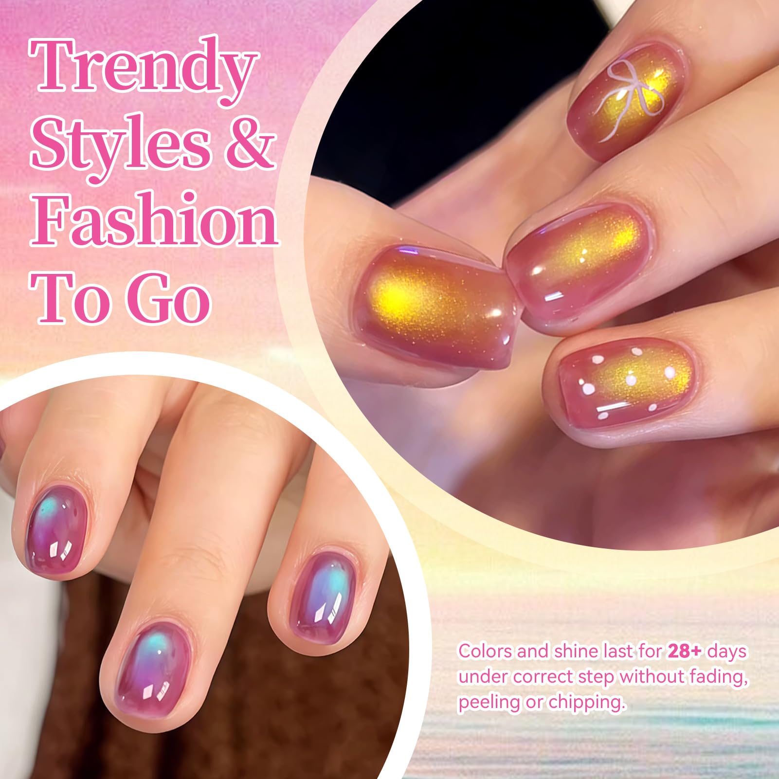 Born Pretty Spring Cat Magnetic Eye Gel Polish Set – 6 Colors, Holographic Jelly Shine, DIY Gel Nails