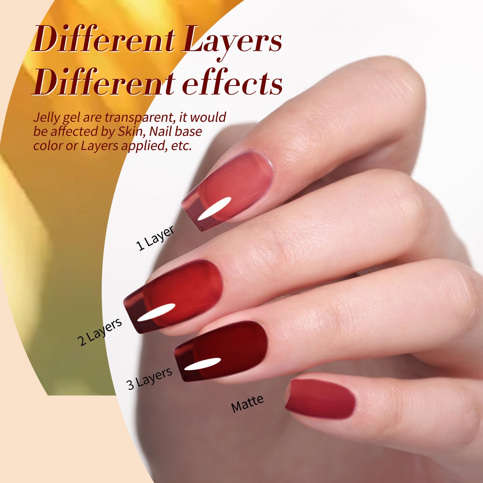 Born Pretty Jelly Gel Nail Polish Set – 6 Colors, Soak-Off, UV/LED Cure