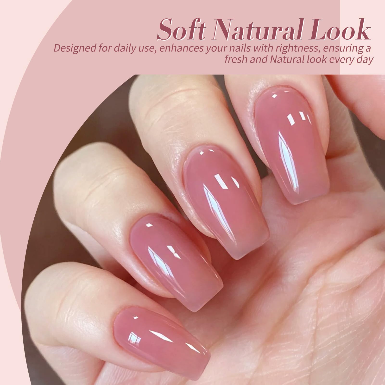 Born Pretty Milky White Jelly Pink Gel Nail Polish Kit – 6 Colors, Soak Off, UV Light Cure