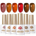 Born Pretty Fall Winter Jelly Gel Nail Polish Set – Amber Crystal & Marble Effects (6x7ml)