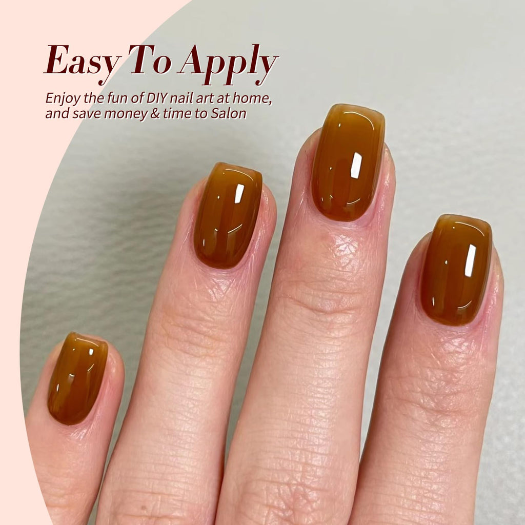 Born Pretty Fall Winter Jelly Gel Nail Polish Set – Amber Crystal & Marble Effects (6x7ml)
