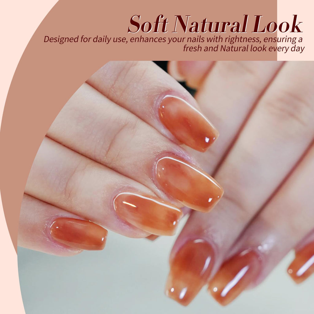 Born Pretty Fall Winter Jelly Gel Nail Polish Set – Amber Crystal & Marble Effects (6x7ml)