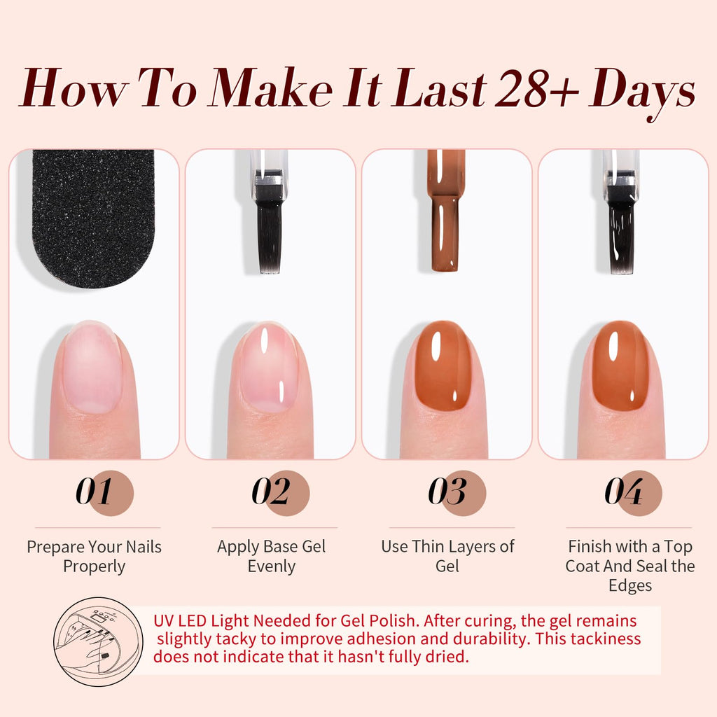 Born Pretty Fall Winter Jelly Gel Nail Polish Set – Amber Crystal & Marble Effects (6x7ml)