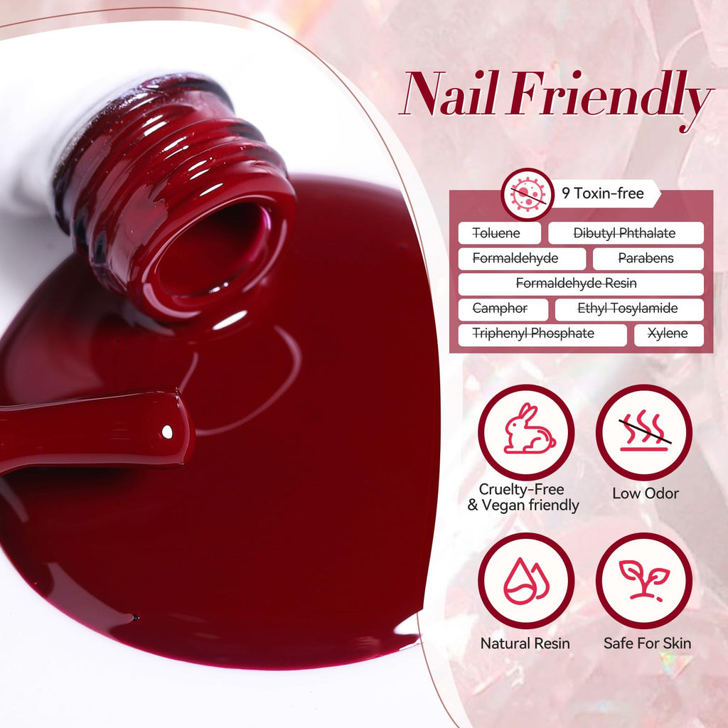 Born Pretty Fall Winter Gel Nail Polish 6-Piece Collection – Pumpkin, Caramel, Orange, Brown & Red Shimmer