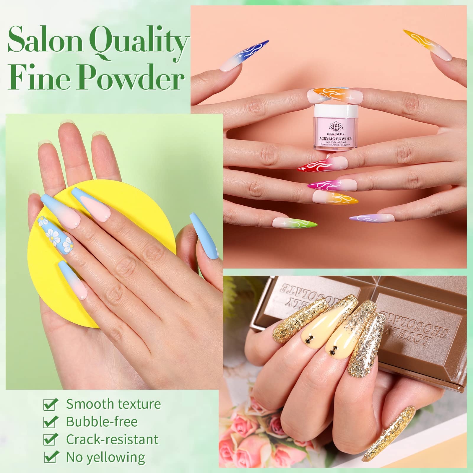 Born Pretty 36-Color Acrylic Powder Set – All-Season Nail Art Kit (No Lamp)