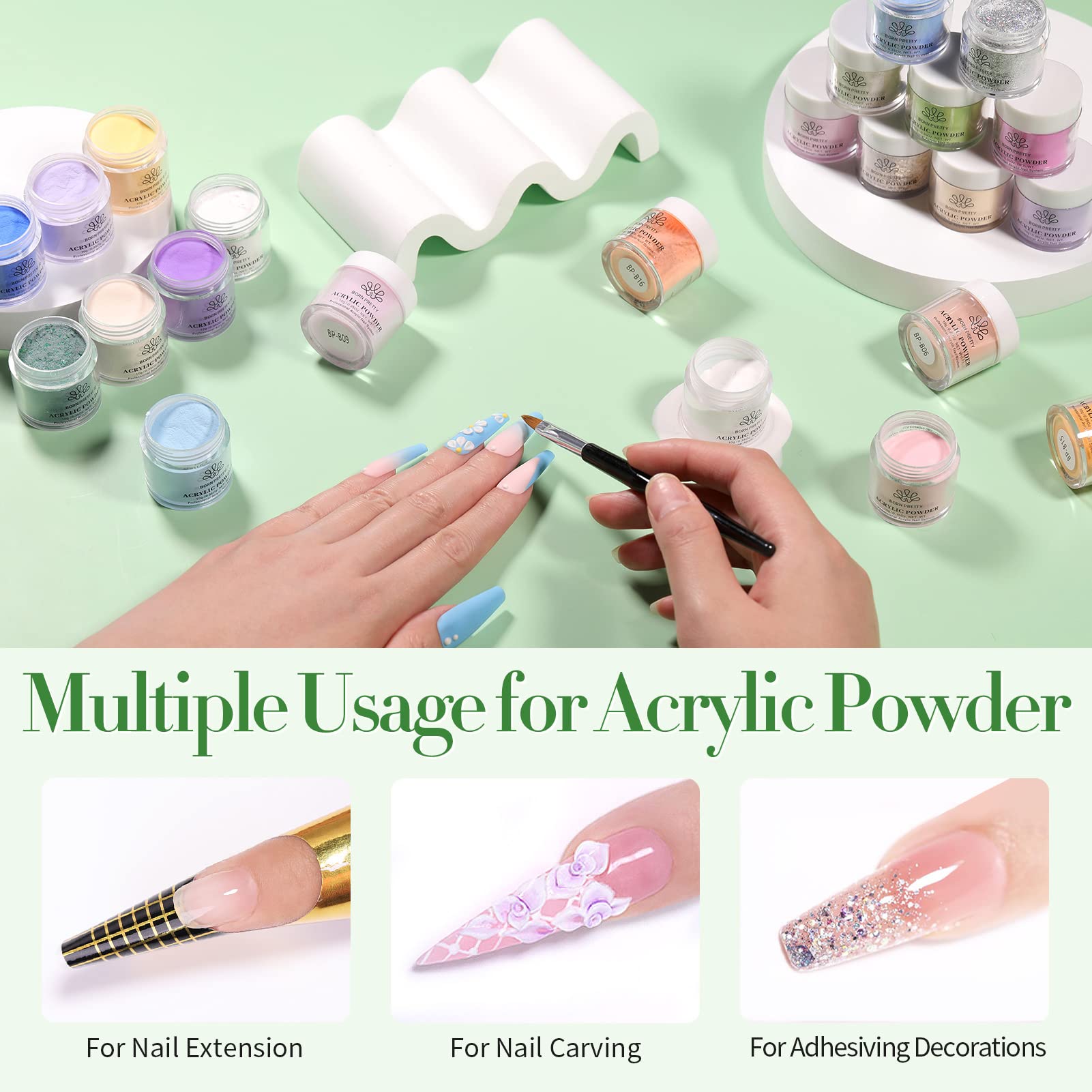 Born Pretty 36-Color Acrylic Powder Set – All-Season Nail Art Kit (No Lamp)
