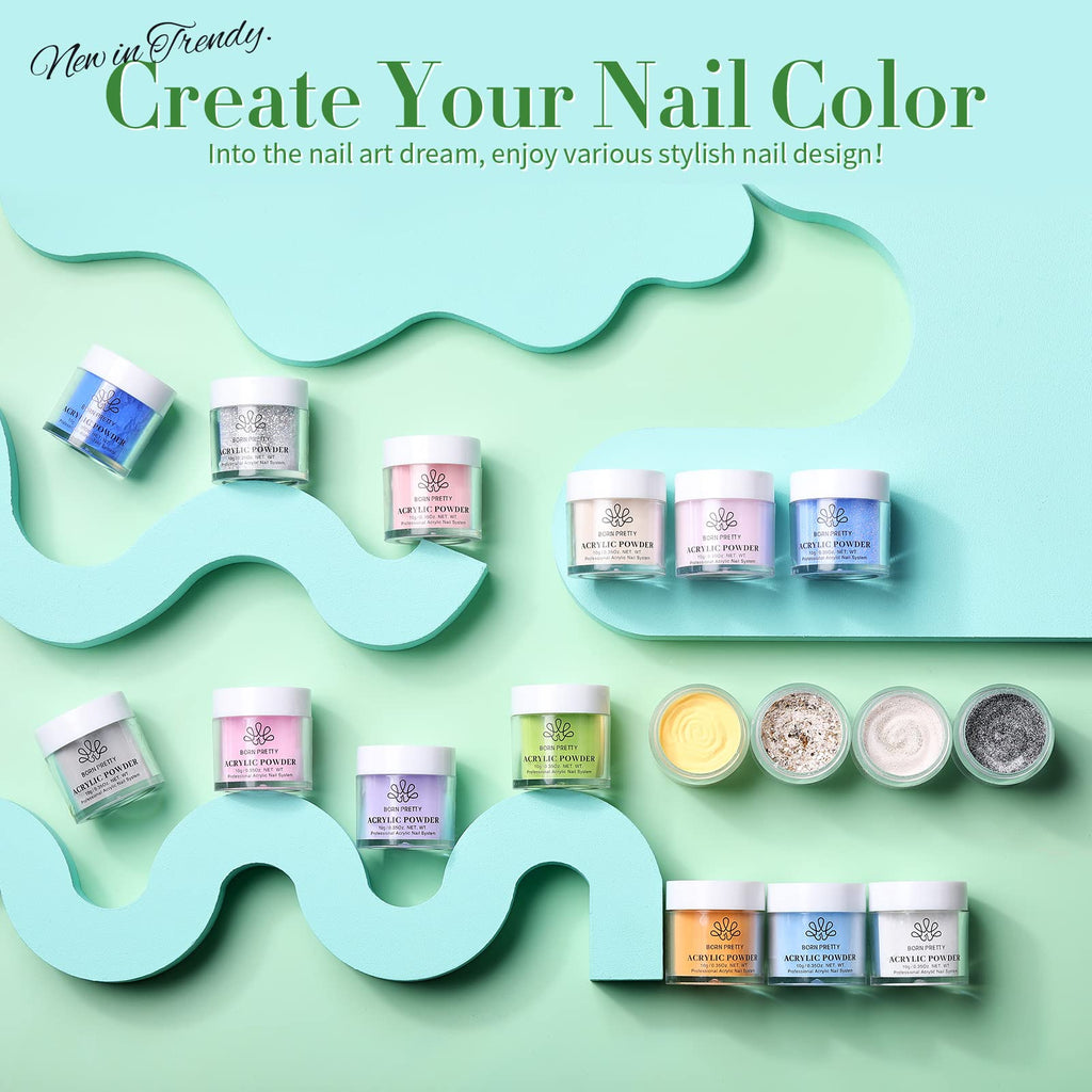 Born Pretty 36-Color Acrylic Powder Set – All-Season Nail Art Kit (No Lamp)