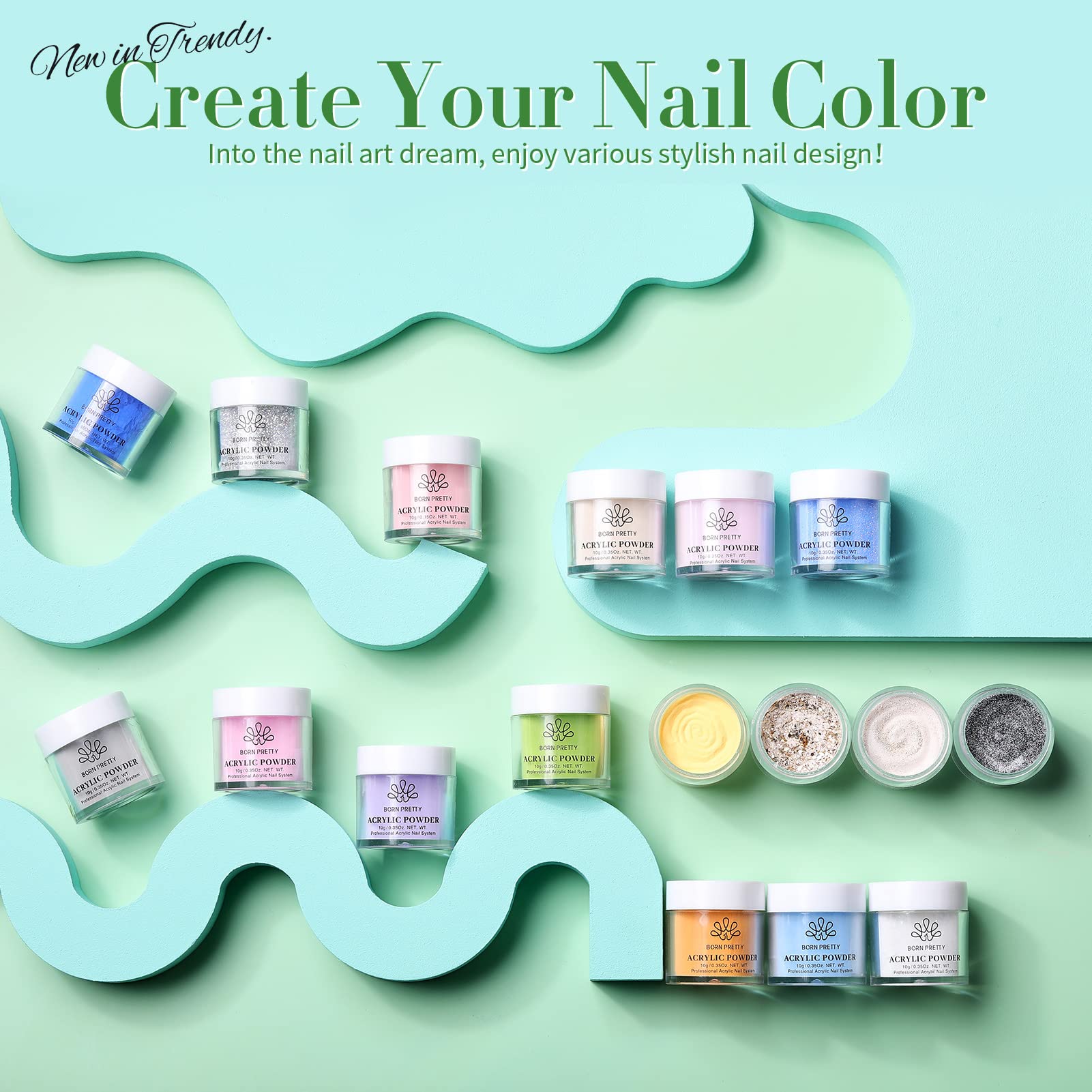 Born Pretty 36-Color Acrylic Powder Set – All-Season Nail Art Kit (No Lamp)