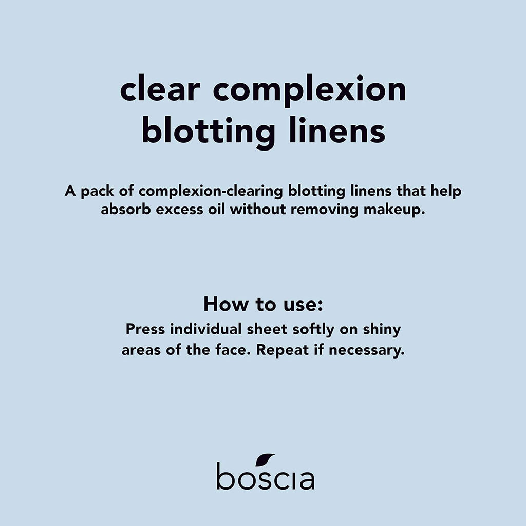 Boscia Clear Complexion Blotting Linens – Vegan Oil-Absorbing Sheets for Oily/Combo Skin | Travel Size 100 Sheets