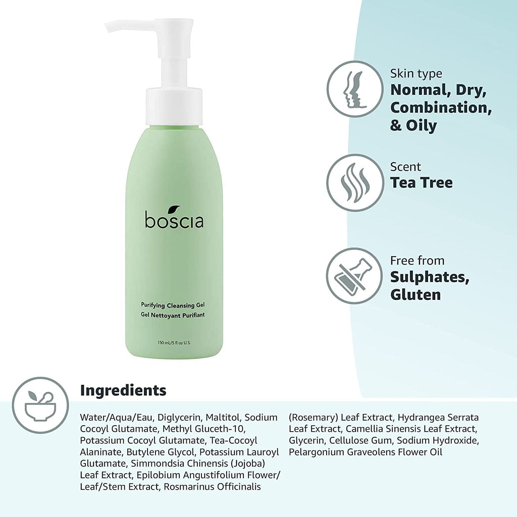 boscia Purifying Cleansing Gel – Vegan, Cruelty-Free Deep Cleansing for All Skin Types | 5 fl oz