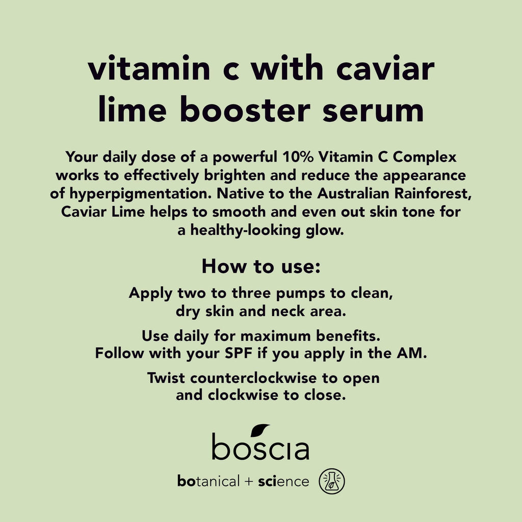 boscia Vitamin C with Caviar Lime Booster Serum – Vegan, Cruelty-Free Skin Care