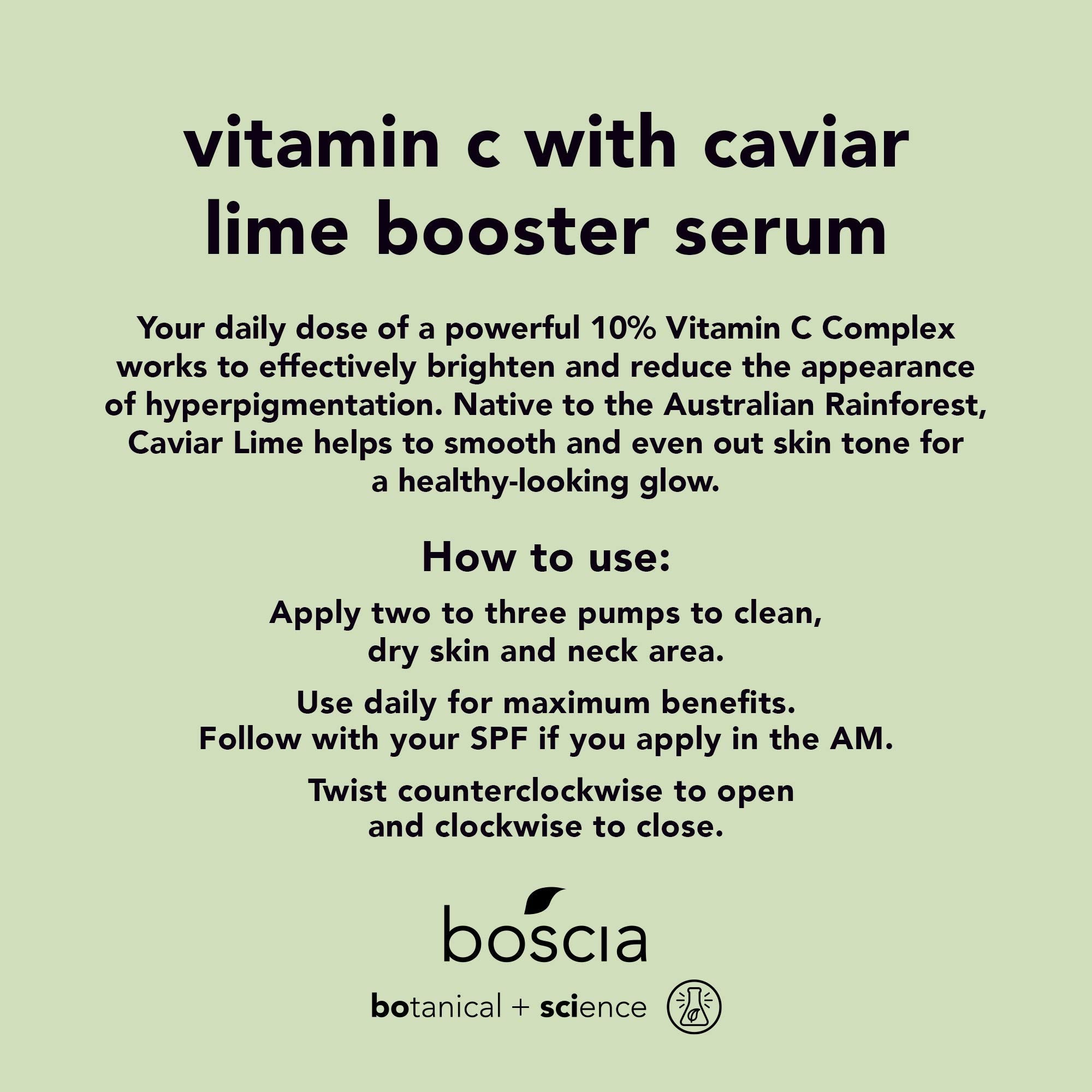boscia Vitamin C with Caviar Lime Booster Serum – Vegan, Cruelty-Free Skin Care