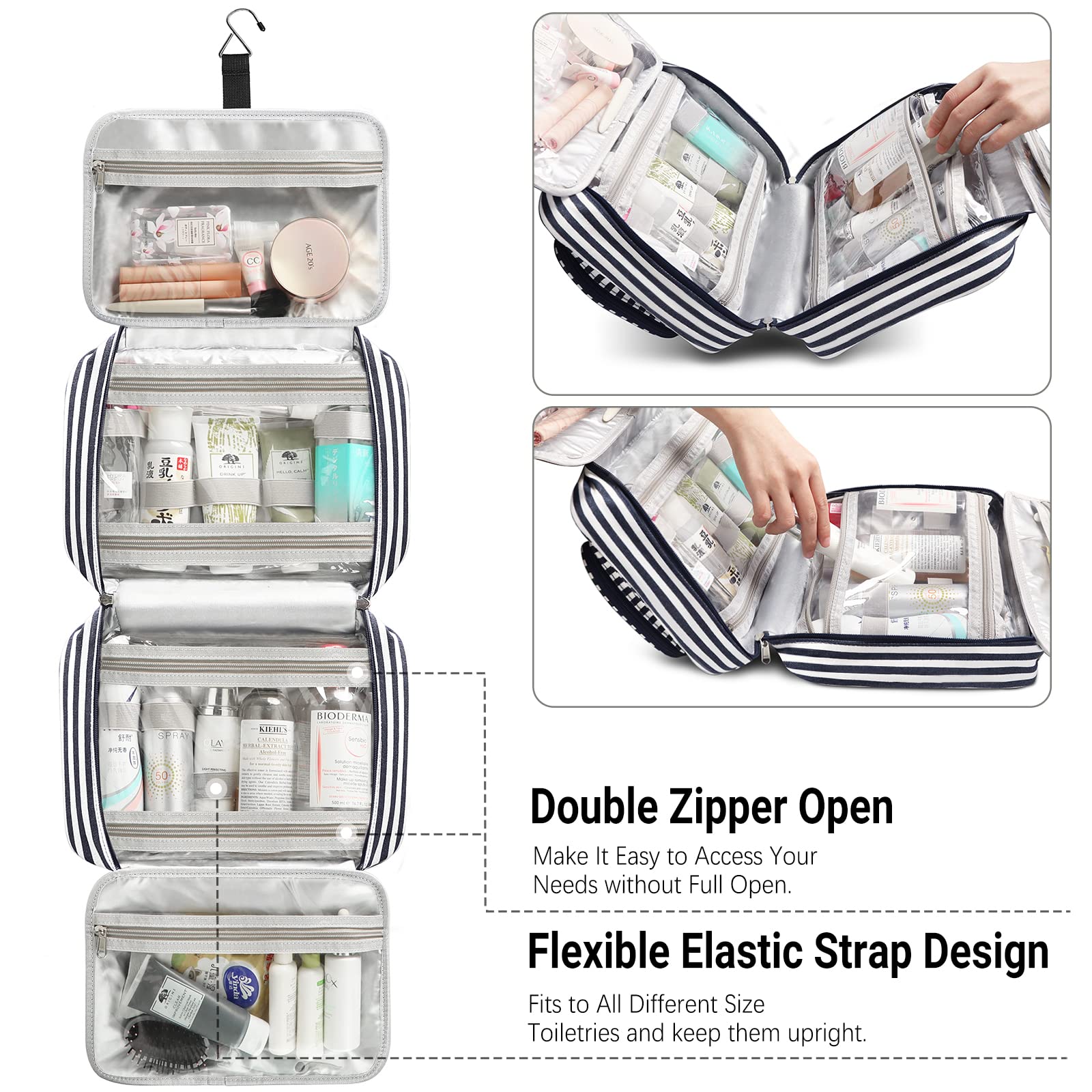 Bosidu Travel Toiletry Organizer – Large Capacity Hanging Bag for Women