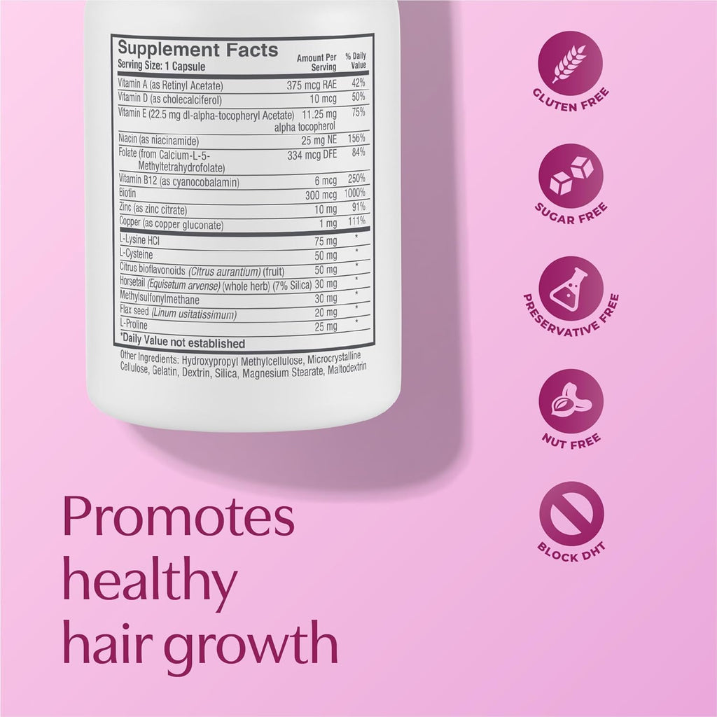 BosleyMD Women’s Healthy Hair Growth Supplements – DHT-Blocking Botanicals, Biotin & Zinc | 60 Capsules