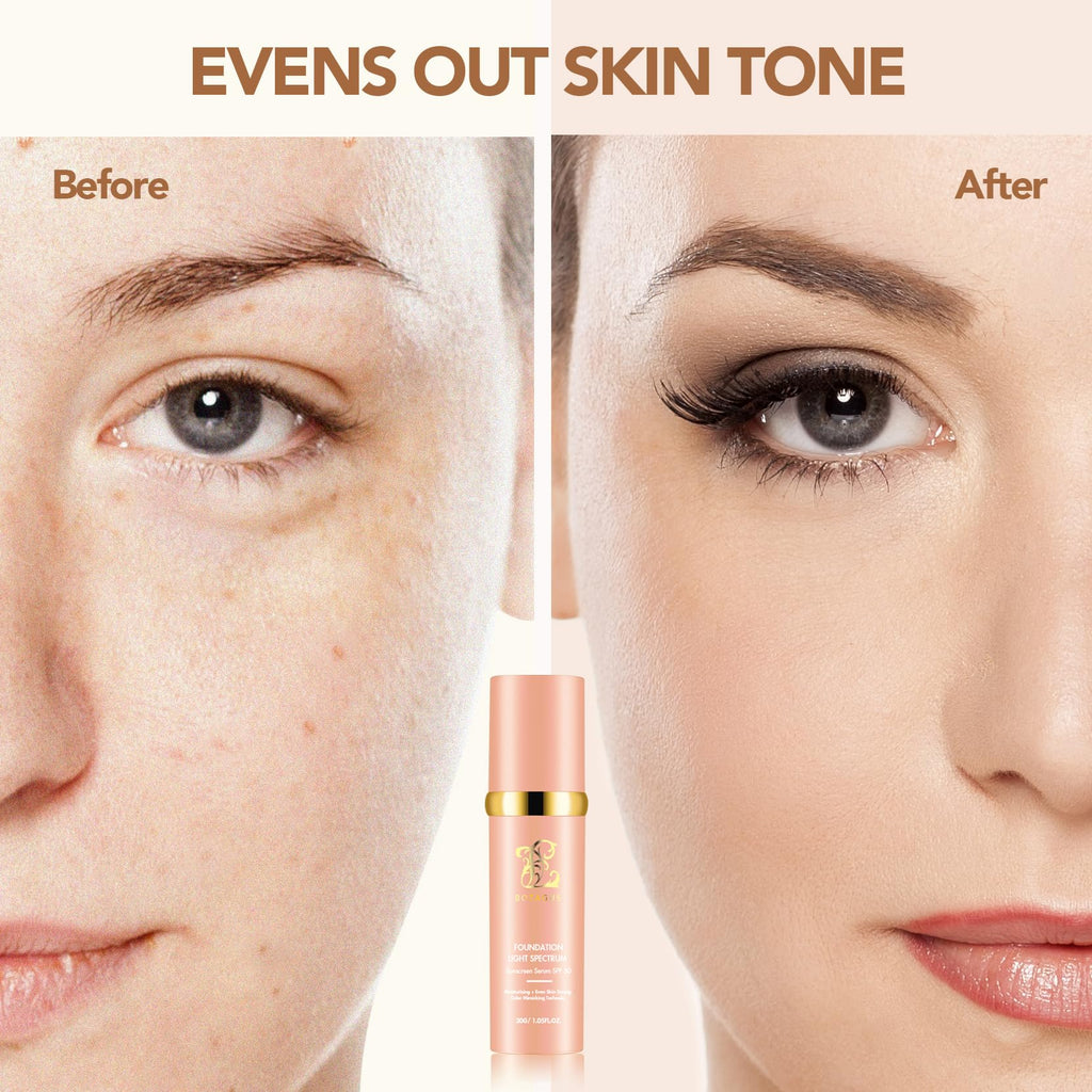 Botagus Foundation 4 in 1 Light Spectrum SPF50+ – 2 Pack Waterproof Longwear Foundation & Concealer