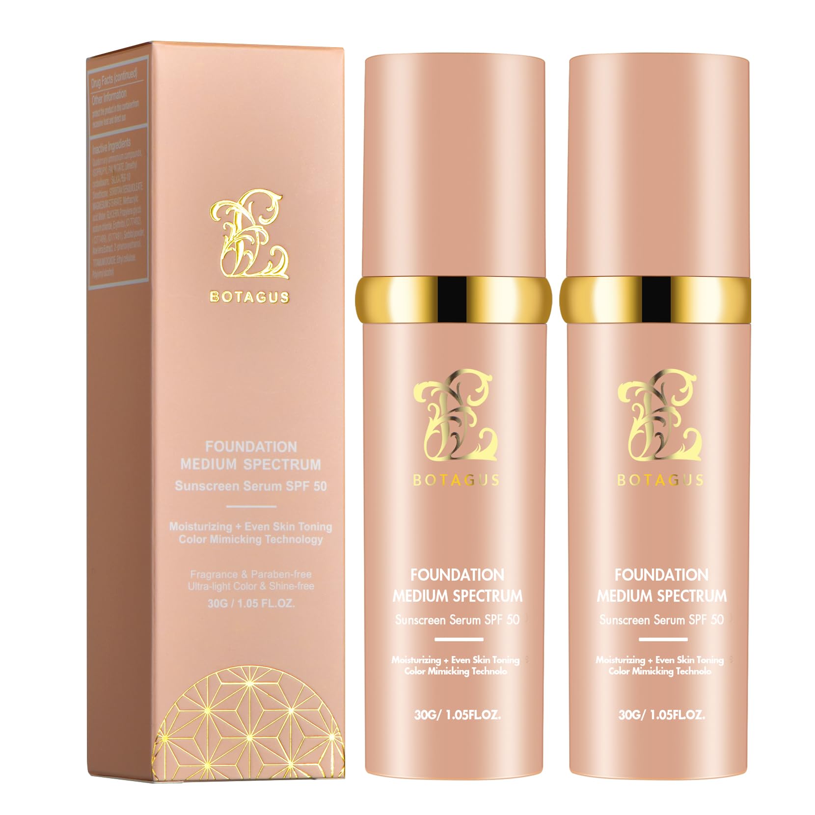 Botagus Match Cosmetics Foundation 4 in 1 – Medium Spectrum, SPF50+ (2 Pack)