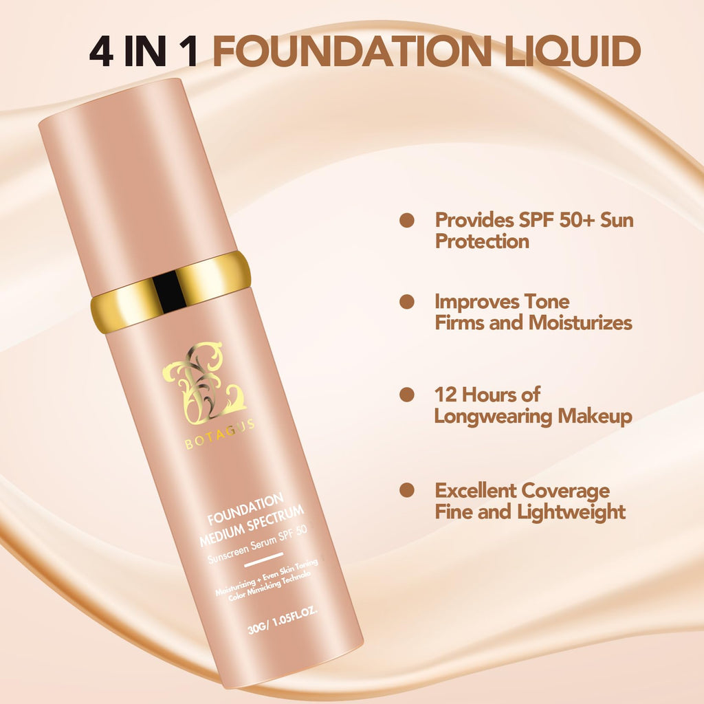 Botagus Match Cosmetics Foundation 4 in 1 – Medium Spectrum, SPF50+ (2 Pack)