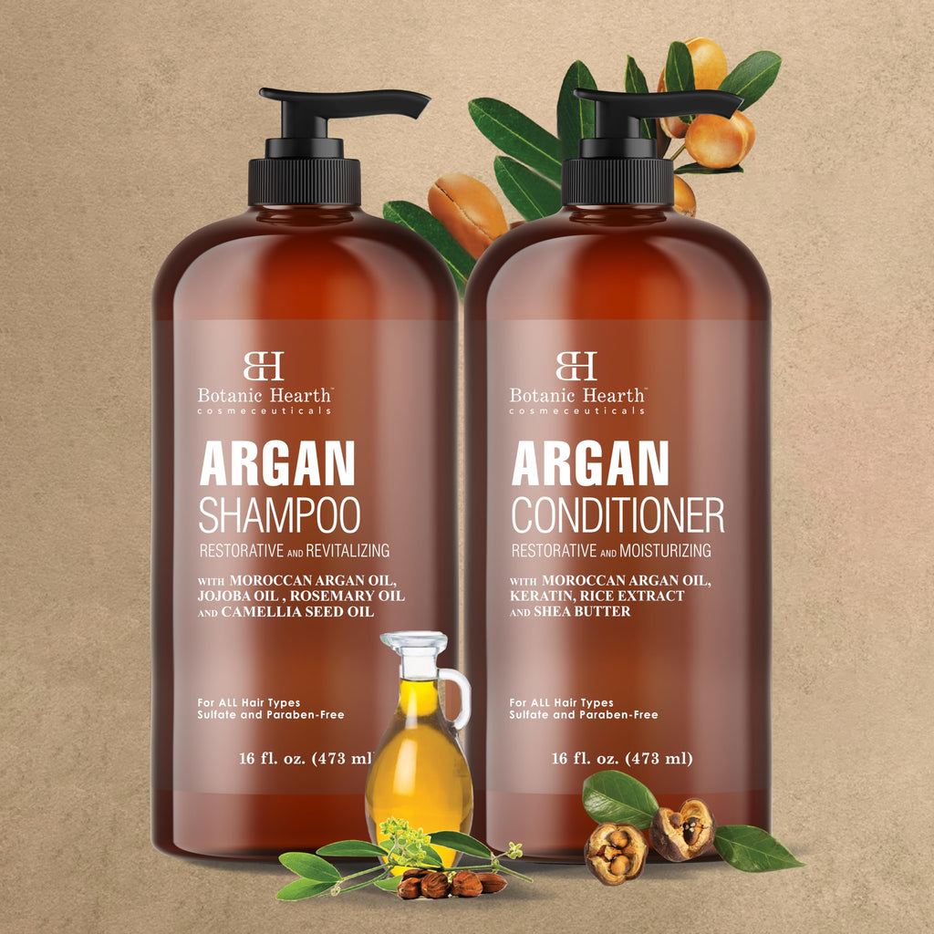 Botanic Hearth Argan Oil Shampoo & Conditioner Set – 16 oz Each, Sulfate Free