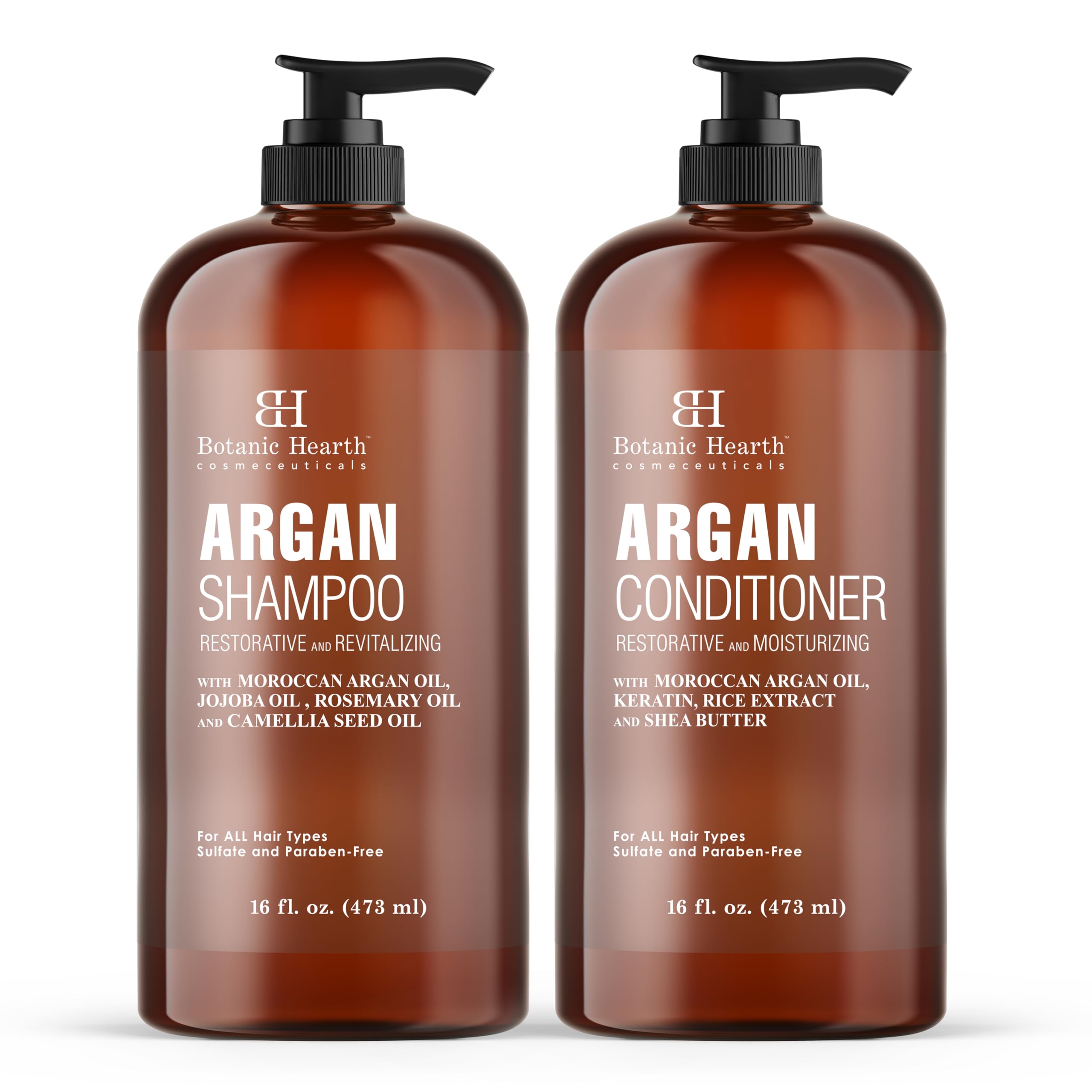 Botanic Hearth Argan Oil Shampoo & Conditioner Set – 16 oz Each, Sulfate Free