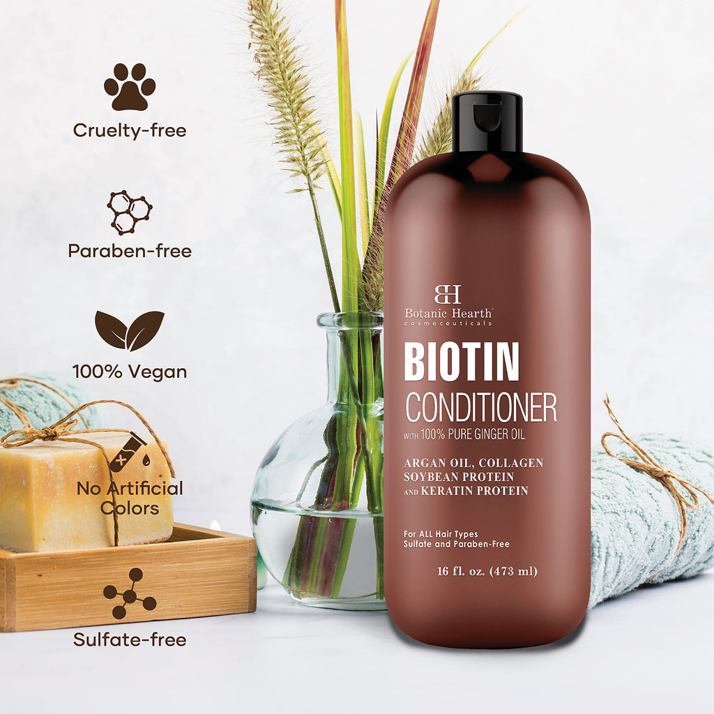 Botanic Hearth Biotin Conditioner With Ginger Oil & Keratin | Hair Growth Support | 16 Fl Oz | Sulfate & Paraben Free