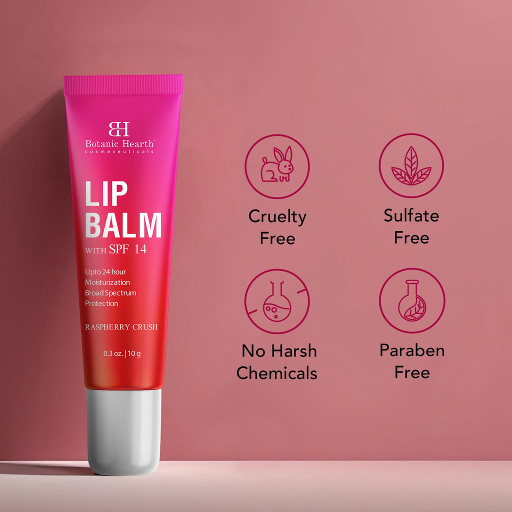 Botanic Hearth Raspberry Lip Balm SPF 14 – Soothing Lip Care with Jojoba & Vitamin E