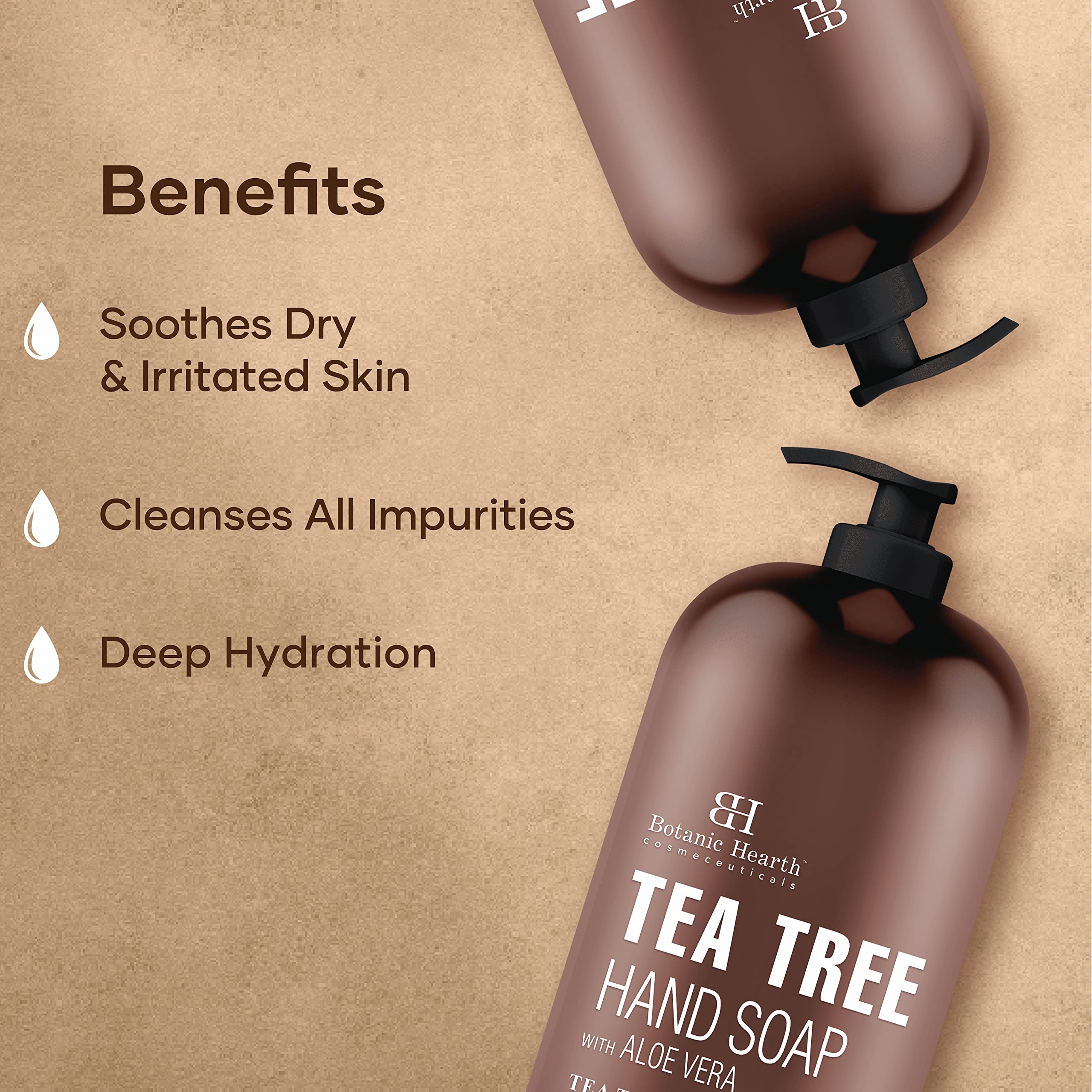 Botanic Hearth Tea Tree Liquid Hand Soap | Sulfate-Free Formula | Aloe Vera & Tea Tree Oil | 16 Fl Oz