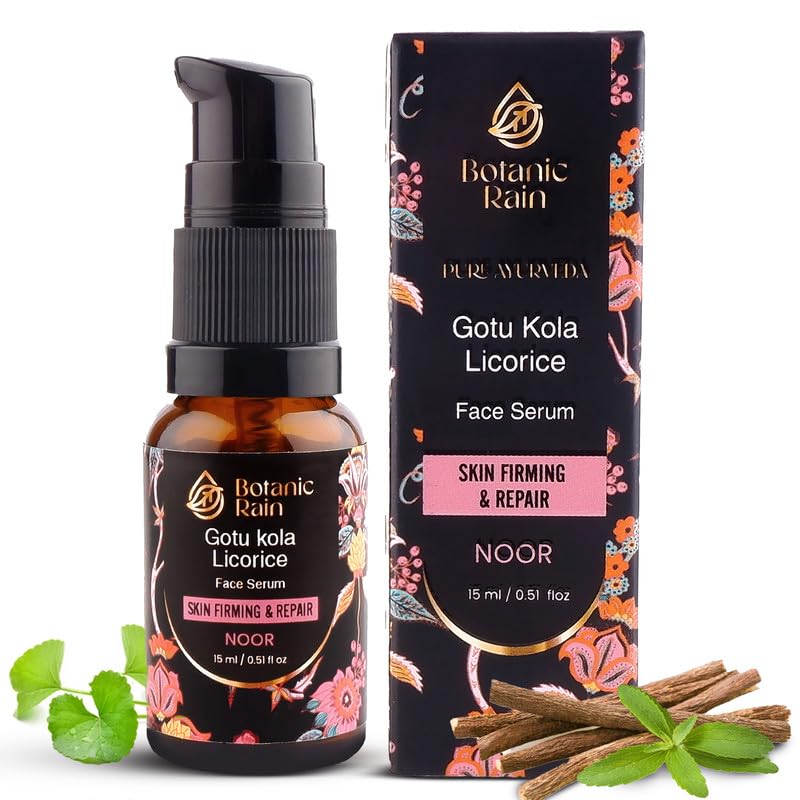 Botanic Rain Ayurveda Face Oil with Gotukola, Licorice & Vitamin C – Anti-Aging Hydrating Serum (0.51 fl oz) – Vegan & Ayurvedic