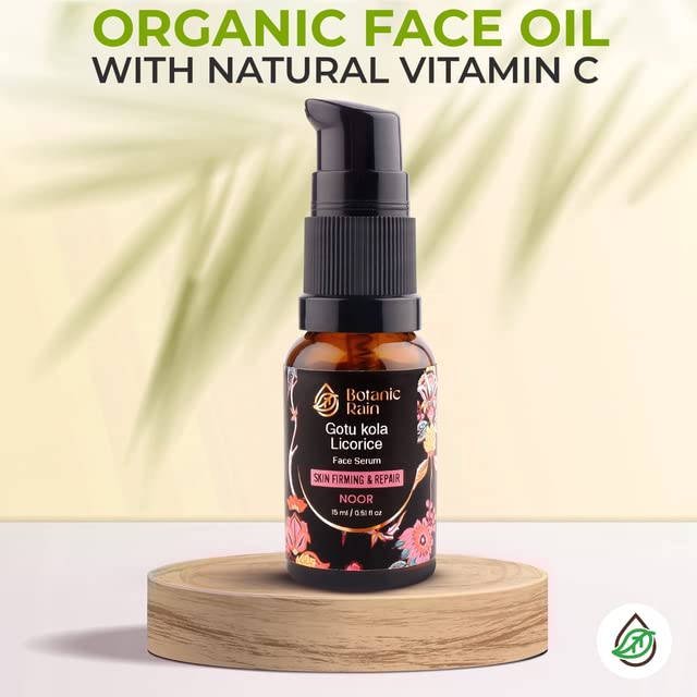 Botanic Rain Ayurveda Face Oil with Gotukola, Licorice & Vitamin C – Anti-Aging Hydrating Serum (0.51 fl oz) – Vegan & Ayurvedic